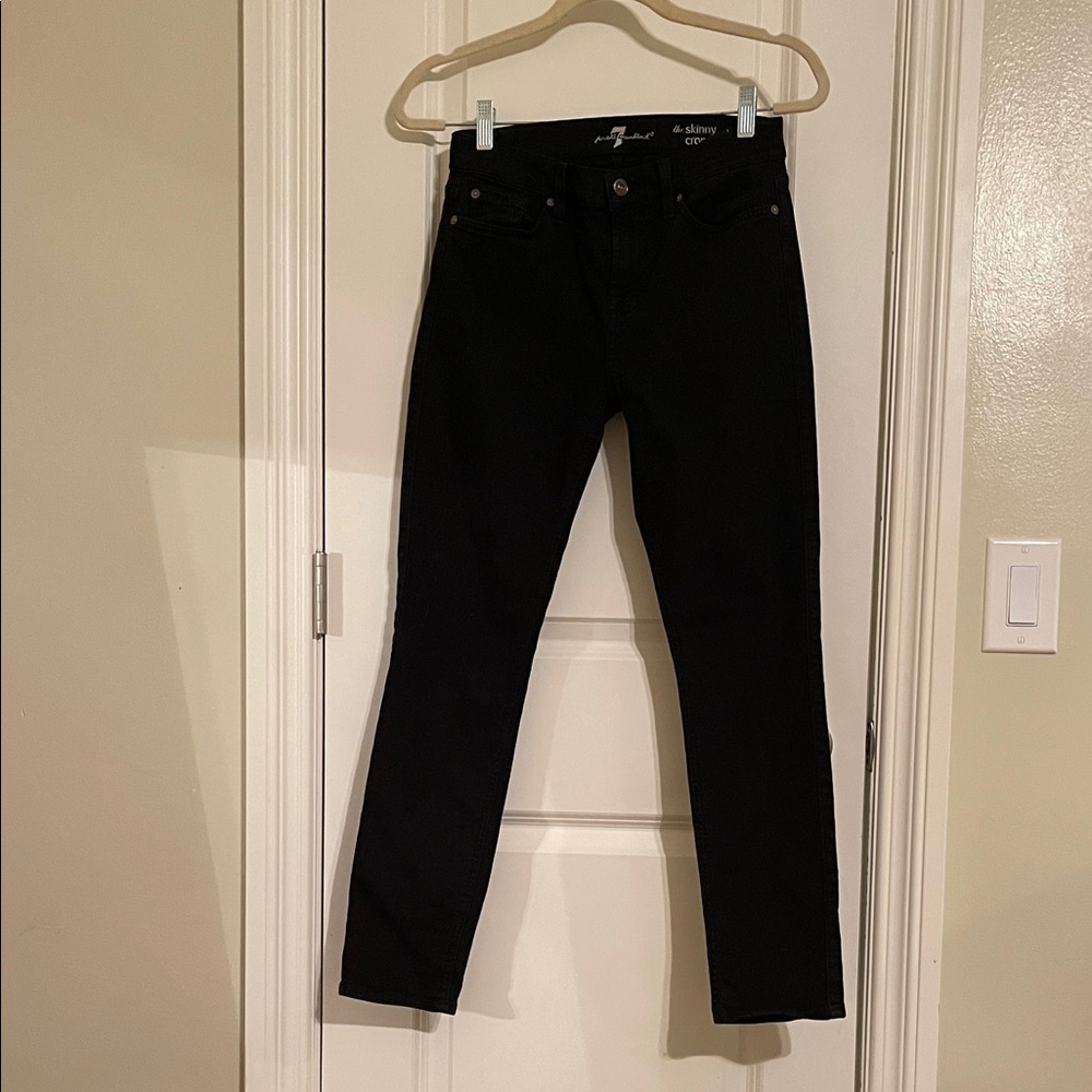 7 For All Mankind Women's Black Skinny Crop Jeans